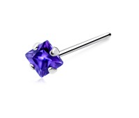 Diamond Prong Set Silver Straight Nose Stud NSKA-651